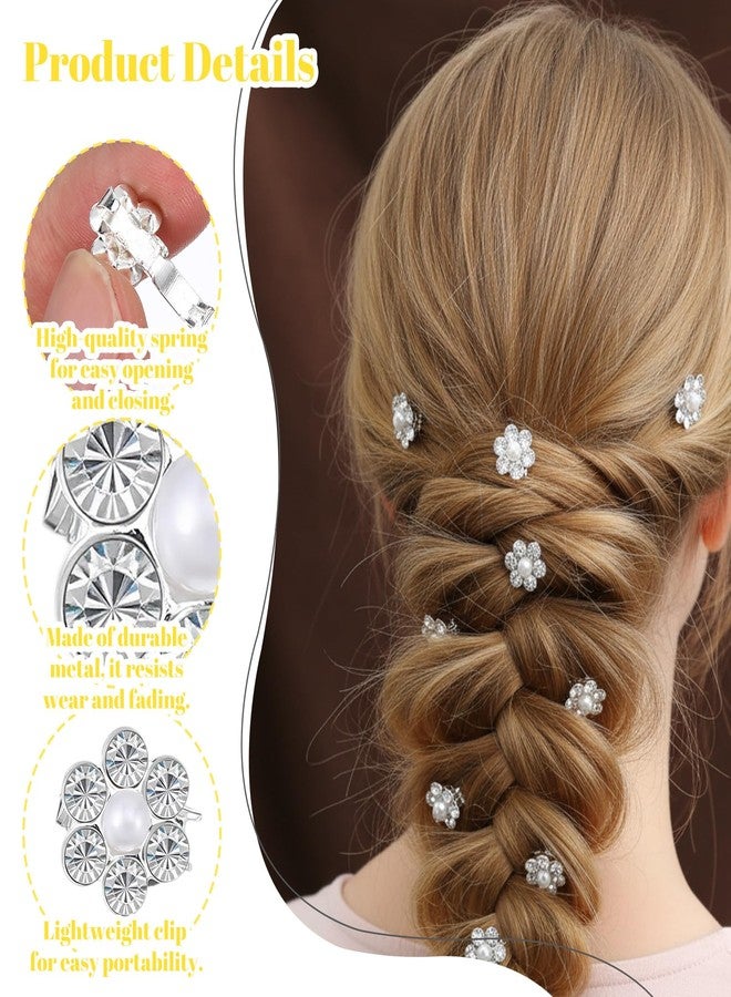 Azefnuhk 20Pcs White Flower Rhinestone Hair Clips, Mini Flower Hair Clips, Fancy Pearl Claw Clip, Small Decorative Hair Clip for Women Girls, Pearl Hair Accessories for Bridal Wedding Barrettes Supply - Image 3